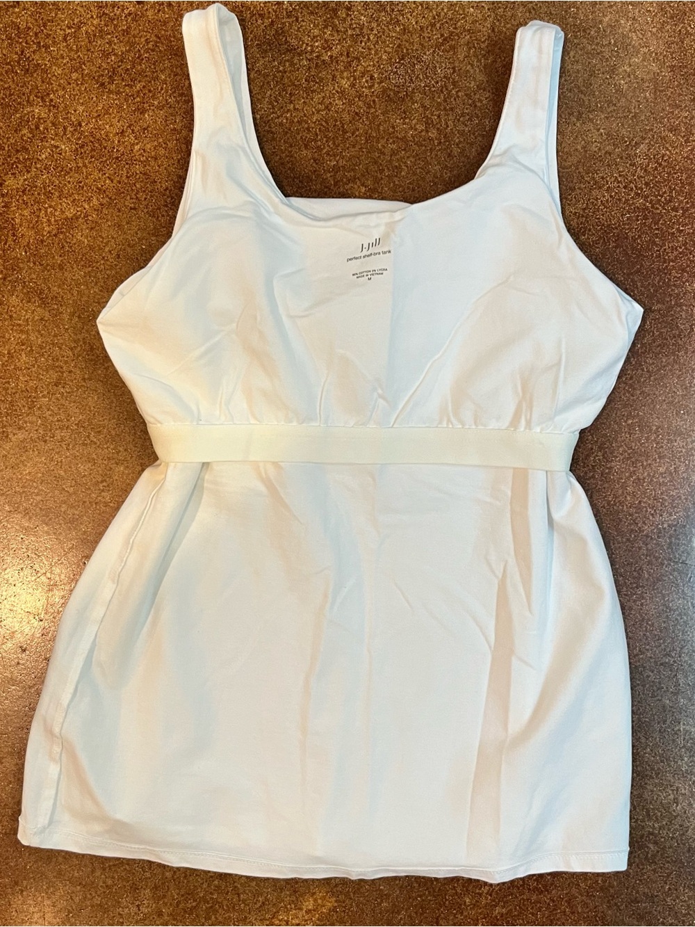 J.Jill White Perfect Shelf-Bra Tank Top - Picture 4 of 9